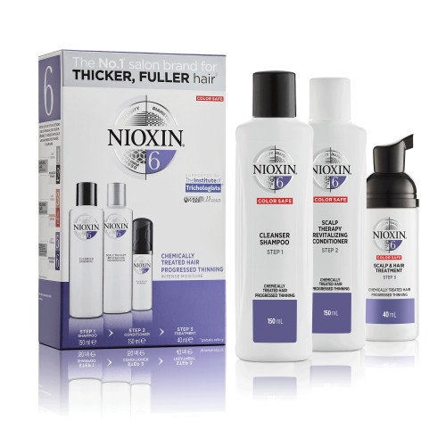 Nioxin SYS6 Care System Trial Kit Komplekts ķīmiski apstrādātiem matiem ar progresējošu retināšanu Small