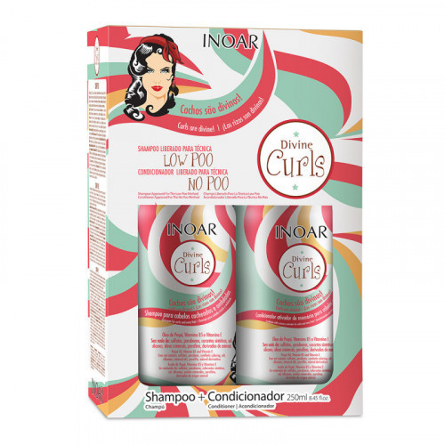 Inoar Divine Curls Duo Kit Matu kopšanas komplekts cirtainiem matiem 2x250ml