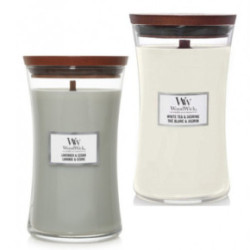 WoodWick White Tea & Jasmine + Lavender & Cedar Sveču komplekts