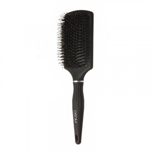 OSOM Professional Square Hairbrush Kvadrāta formas matu suka ar mežacūkas un neilona sariem Black
