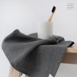 Linen Tales Charcoal Linen Fine Waffle Towel Lina vannas dvielis 30x30cm