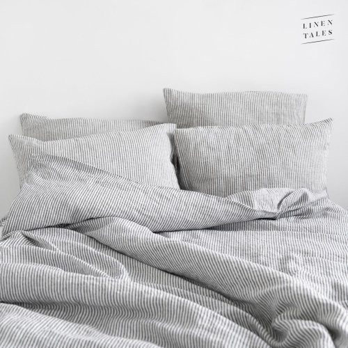 Linen Tales Thin Black Stripes Linen Duvet Cover Set Lina gultasveļas komplekts 200x200 50x70*2