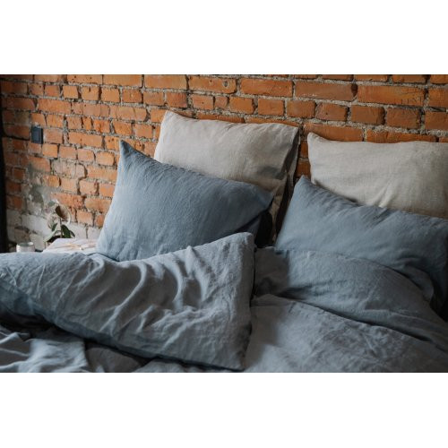 Linen Tales Blue Fog Linen Duvet Cover Set Lina gultas veļas komplekts 200x200 50x70*2