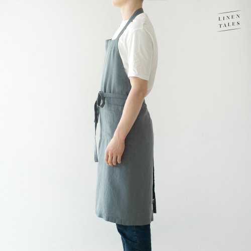 Linen Tales Linen Chef Apron Lina priekšauts Blue Fog