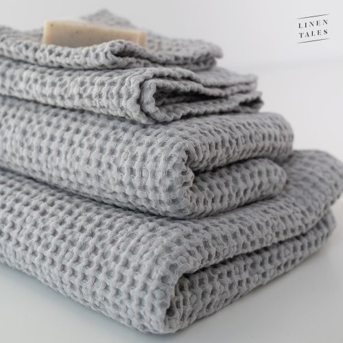 Linen Tales Light Grey Linen & Cotton Honeycomb Waffle Towel Vannas dvielis 30x30cm