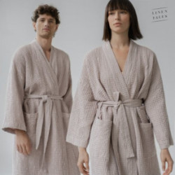 Linen Tales Powder Linen & Cotton Honeycomb Waffle Bathrobe Unisex Lina halāts S-M