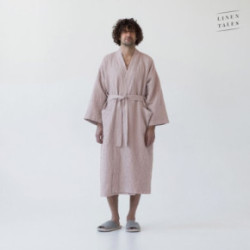 Linen Tales Powder Linen & Cotton Honeycomb Waffle Bathrobe Unisex Lina halāts S-M