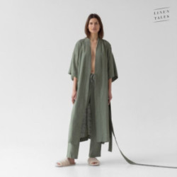 Linen Tales Four Leaf Clover Linen Summer Bathrobe Unisex Lina halāts ar īsām piedurknēm L-XL