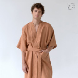 Linen Tales Butterum Linen Summer Bathrobe Unisex Lina halāts ar īsām piedurknēm S-M