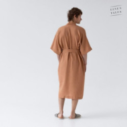 Linen Tales Butterum Linen Summer Bathrobe Unisex Lina halāts ar īsām piedurknēm S-M