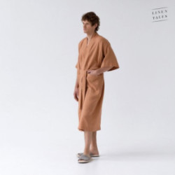 Linen Tales Butterum Linen Summer Bathrobe Unisex Lina halāts ar īsām piedurknēm S-M