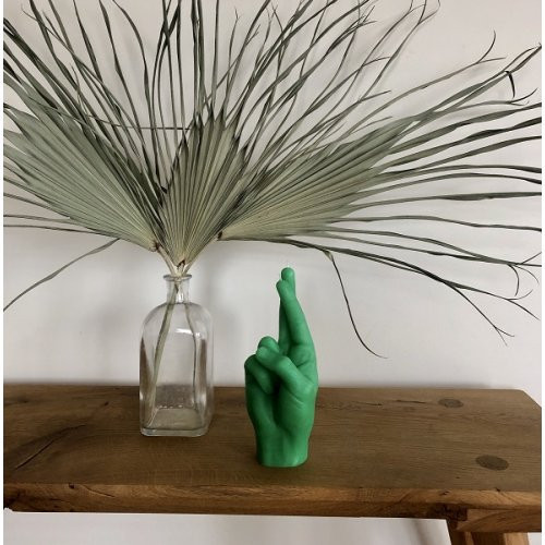 CandleHand Crossed Fingers Candle Svece Green
