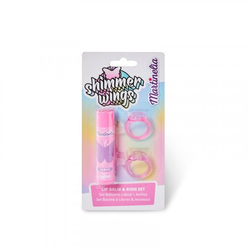 Martinelia Shimmer Wings Lip Balm & Ring Set Lūpu balzama un gredzenu komplekts bērniem Raspberry