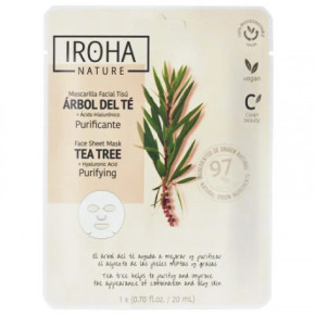 IROHA Purifying Face Sheet Mask Tea Tree & Hyaluronic Acid Attīrošā maska 20ml