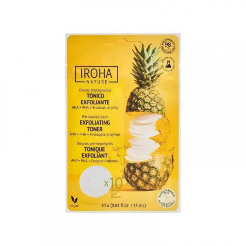 IROHA Nature Exfoliating & Brightening Toner Pad Pineapple Sejas kopšanas spilventiņi 10 gab.