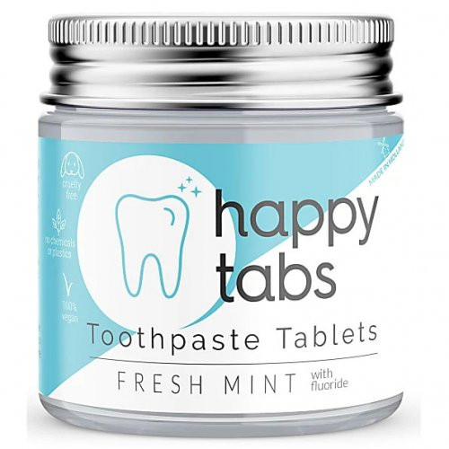 Happy Tabs Toothpaste Tablets Fresh Mint Fluoride Zobu pastas tabletes ar fluoru 80vnt