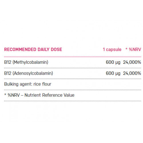 Ecosh Vitamin B12 Bioaktīvais B12 vitamīns 1200µg 90 kapsulas