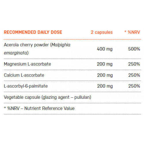 Ecosh Bioactive Vitamin C With Acerola Bioaktīvais C vitamīns 90 kapsulas