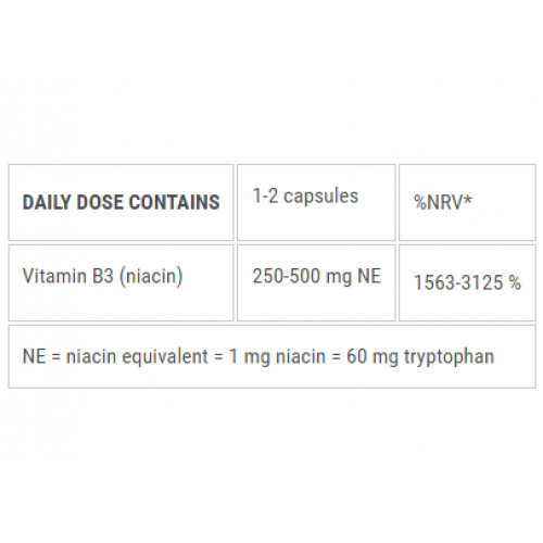 Ecosh Niacine Supplement Vitamīns B3 250mg NE 90 kapsulas