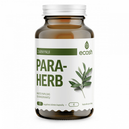 Ecosh Paraherb Against Parasites Uztura bagātionatajs gremošanas sistēmai 120 kapsulas