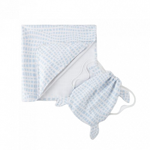 Norwex Kids Hooded Beach Towel Bērnu pludmales dvielis ar mugursomu White with Blue Squares